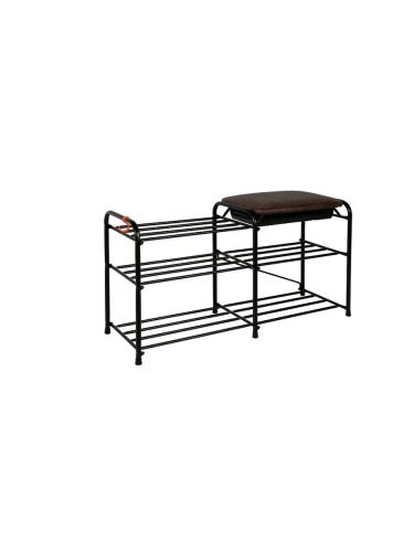 Подставка для обуви "Альфа 33" с сиденьем и ящиком (Черный)