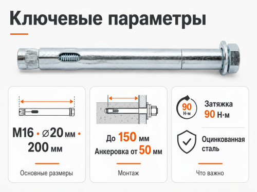 STARFIX анкер с болтом M16×20×200 мм фото 2