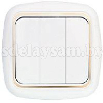 Выключатель С05 6-170 (зол.рамка) трехклавишный