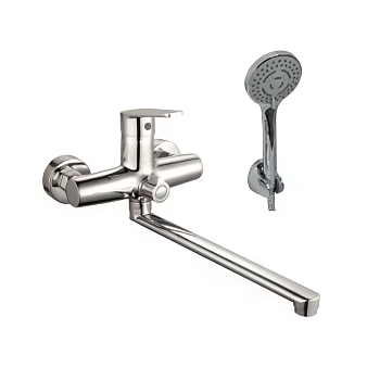 Смеситель д/ванны Stork латунный с повор. изл., встр. в корпус перекл., карт. D35 и душ. к-т  1331