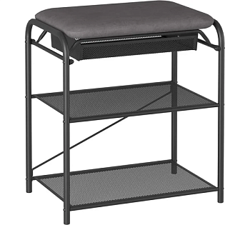 Подставка для обуви "Гранада 13В_НБК" с сиденьем и ящиком, ткань нубук (Графит)