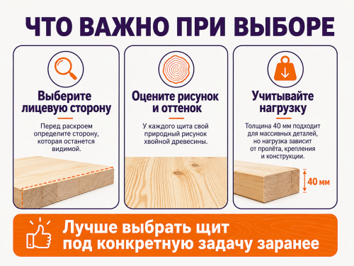 Мебельный щит из хвойных пород, 2000×900×40 мм, сорт 1/2 фото 4