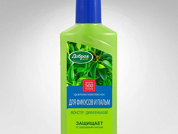 Добрая сила Жидкое органо-минеральное удобрение Для фикусов и пальм флакон 250 мл