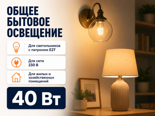 Лампа накаливания Б230-40-5, 40 Вт, E27