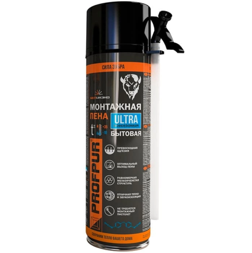 Пена монтажная бытовая PROFPUR ultra всесезонная, 500 мл 