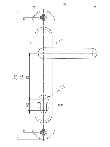 Ручка дверная на планке РФ1-85/08А (черный) (47487) (АБСОЛЮТ)