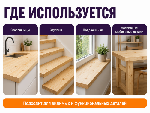 Мебельный щит из хвойных пород, 2000×900×40 мм, сорт 1/2 фото 3