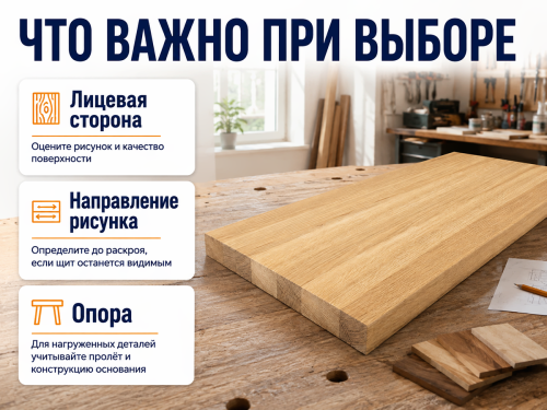 Мебельный щит из дуба 1200×300×35 мм, сорт BC фото 4