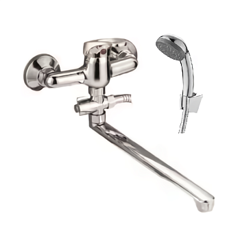 Смеситель д/ванны TAPSsmart с повор. изл., с перекл., картр. D35 и душ. к-том  TA3697