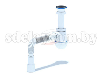 Сифон Ани 1 1/2"*40 с г/тр 40х40/50, нерж. выпуск, винт 70мм