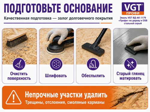 Эмаль VGT ВД-АК-1179 «Профи» по дереву и OSB, стальной серый, 1 кг фото 3