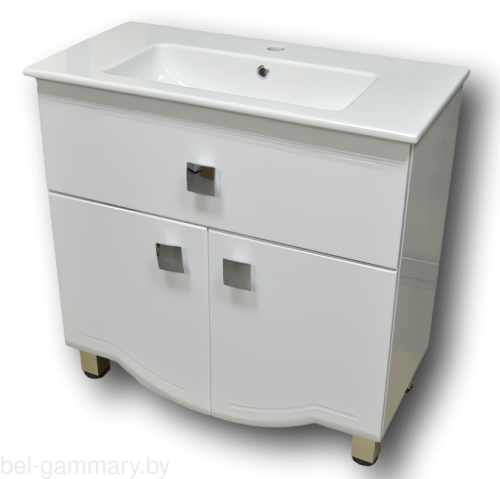 Тумба под ум.с ум. с выд. ящ. Гамма-Люкс у-76 Сигно 76 (фасад белый с фрез.)