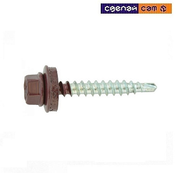 Саморез кровельный 4.8х38 (тёмно-коричневый) в упаковке 50шт.