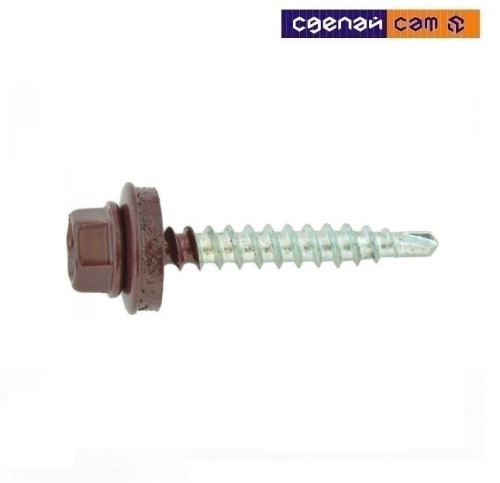 Саморез кровельный 4.8х38 (тёмно-коричневый) в упаковке 50шт.