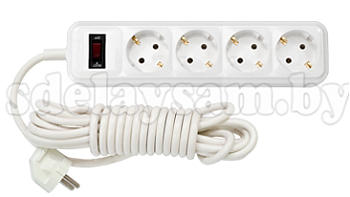 Удлинитель У10-328 5м четырехместный с заземляющим контактом с ограничителем тока 10А