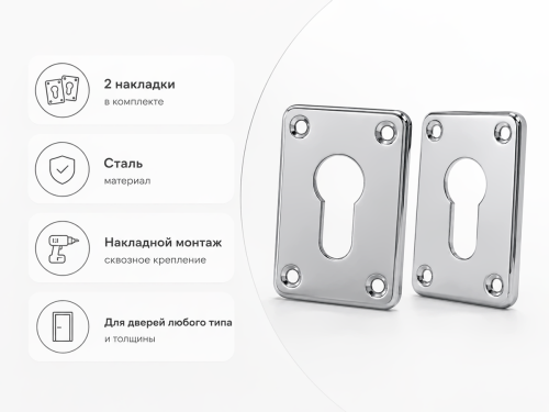 Комплект накладок на цилиндр Fuaro ESC.C+C/K.set (ESC083) CP, хром, 2 шт.