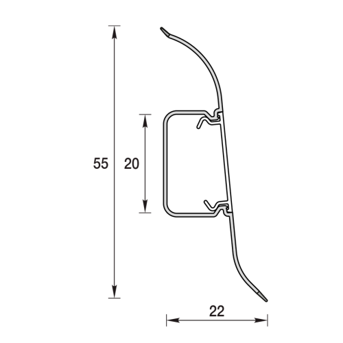 Плинтус напольный с центральной планкой 55мм 2,2м "Идеал Классик", 341 Ольха              