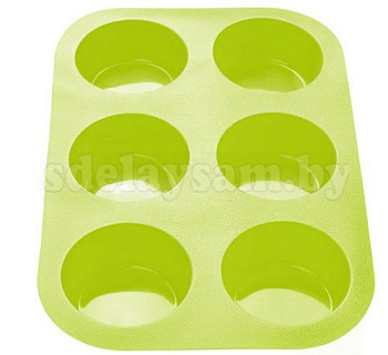 Форма для выпечки силиконовая на 6 кексов зеленая PERFECTO LINEA