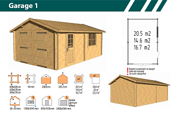 Гараж 4x6 толщина стен 44 мм. (готовая комплектация)