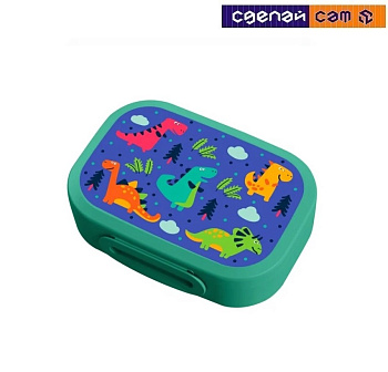 Ланч-бокс с декором 180x130x50мм, 0,98Л (Зеленый) 