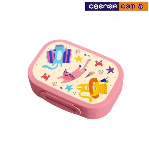 Ланч-бокс с декором 180x130x50 мм 0,98Л (Розовый) 