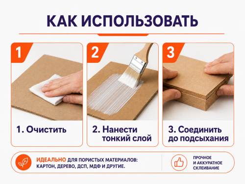 Клей ПВА строительный-пластификатор Decoself, 1 кг фото 4