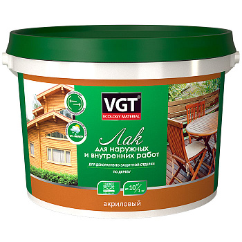 Лак VGT акриловый для наружных и внутренних работ б/цвет. матов. 2.2кг.