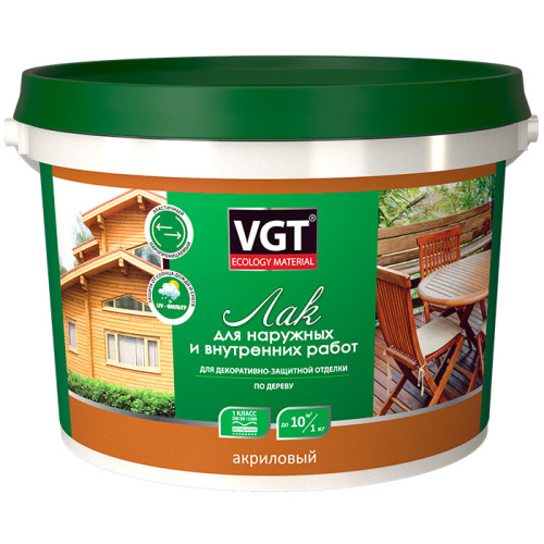 Лак VGT акриловый для наружных и внутренних работ б/цвет. матов. 2.2кг.