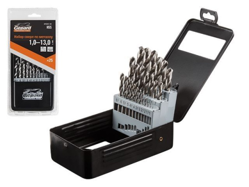 Набор сверл по мет. 25шт 1-13мм HSS GEPARD, арт.GP0301-25