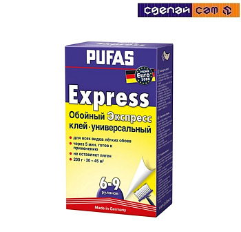 Клей обойный PUFAS Экспресс EURO 3000 (6-9 рулонов) 200 г