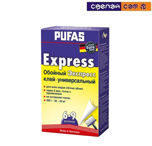Клей обойный PUFAS Экспресс EURO 3000 (6-9 рулонов) 200 г