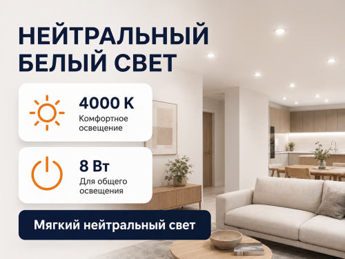 Белсвет лампа светодиодная LED M MR16, 8 Вт, GU10, 4000 K фото 2
