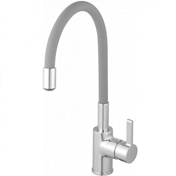 Смеситель TWIST для кухни с высоким гибким серым изливом 14354