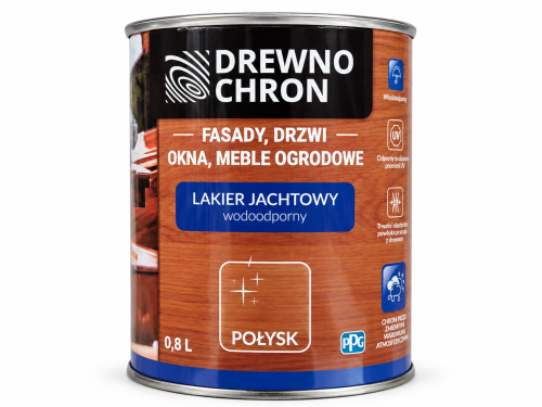 Лак яхтный Drewnochron Lakier Jachtowy, бесцветный глянцевый, 0,8 л