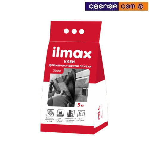 Смесь ilmax 3000 5кг облицовочная растворная сухая клеевая