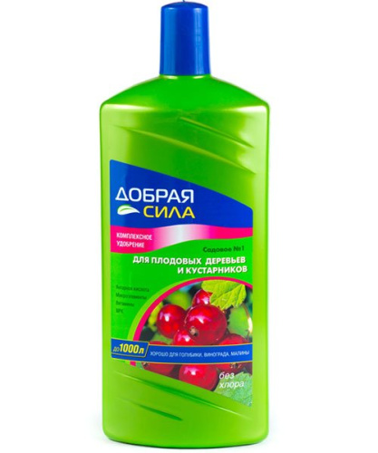 Добрая Сила Удобрение открытого грунта для плодовых деревьев и кустарников, канистра 1 л/9 