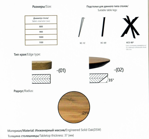 Столешница Раунд DSW (02) 1100х1100 Мореный дуб 