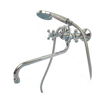 Смеситель д/ванны Robin латунный с пов. изл., с мет. маховиками Крест и душ. к-том  7731