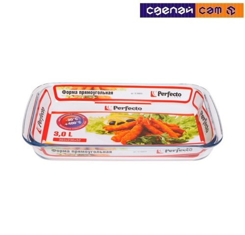Форма из жаропрочного стекла 3.0 л прямоугольная 394x237x50 мм PERFECTO LINEA