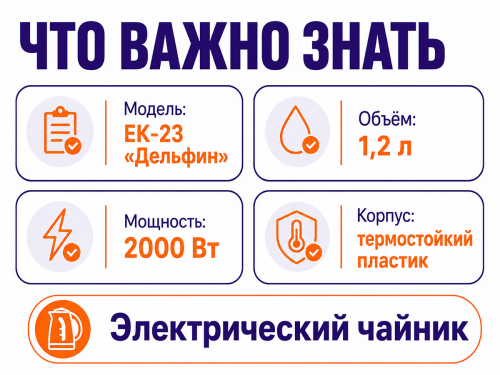 Polly чайник электрический Люкс ЕК-23, 1,2 л, белый, «Дельфин» фото 4