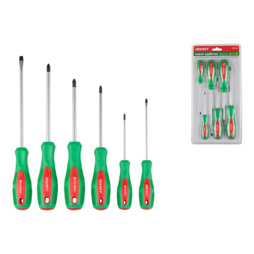 Набор отверток 6шт (SL3х100,5,5х150 PZ2х100 PH0х75,1х100,2х125) ВОЛАТ, арт.17080-06