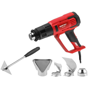 Термовоздуходувка WORTEX HG 6122 T в кор. + набор сопл 2000 Вт, 3 режима., 60-600 °С, арт.1334741