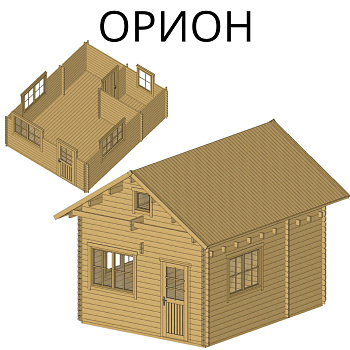 Садовый домик Орион 4х5 толщина 44 мм (готовая комплектация)