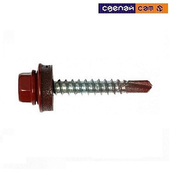 Саморез кровельный 5.5х19 (красно-коричневый) в упаковке 50шт.