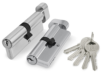 Цилиндровый механизм (R602/60) R6002Knob60(25+10+25) CP хром 5Key с вертушкой (26127) (FUARO)