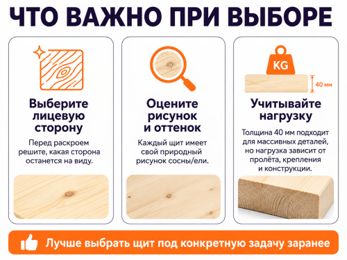 Мебельный щит из хвойных пород, 600×200×40 мм, сорт 1/2 фото 4