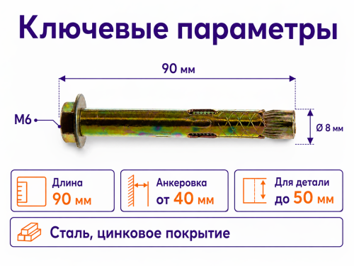 STARFIX анкер с болтом M6×8×90 мм фото 2