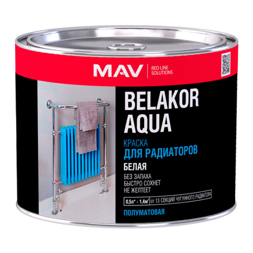 Краска BELAKOR AQUA Для радиаторов белая п/мат  0,5л (0,5кг)