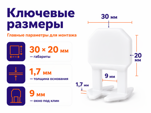 TLS-PROFI зажим для выравнивания плитки, 1,4 мм, 100 шт фото 2