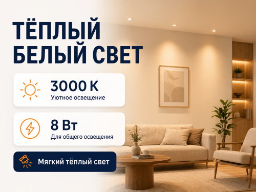 Белсвет лампа светодиодная LED M MR16, 8 Вт, GU5.3, 3000 K фото 2